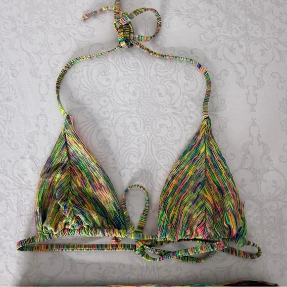 Isabella Rose Prismatic Triangle Bikini Top & Maui High Waist Swim Bottom Medium - Picture 6 of 13
